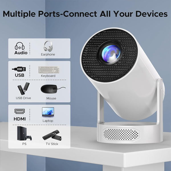 Mini Projector with WiFi and Bluetooth, 4K Support Portable Movie Projector Camworld