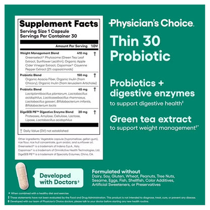 Physician's Choice Thin 30 Probiotic for Weight Management 30 Count Physician's Choice