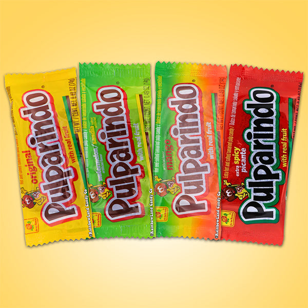 100 Count - Pulparindo Mexican Candy Variety Pack Tamarind, Mango, Watermelon & Extra Spicy Flavors