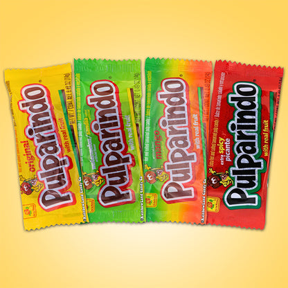 100 Count - Pulparindo Mexican Candy Variety Pack Tamarind, Mango, Watermelon & Extra Spicy Flavors