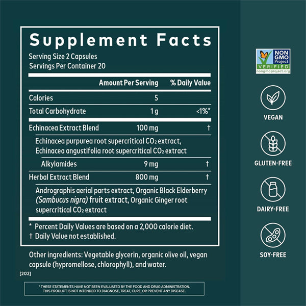 Gaia Herbs Quick Defense Immune Support Supplement 40 Vegan Capsules Gaia Herbs