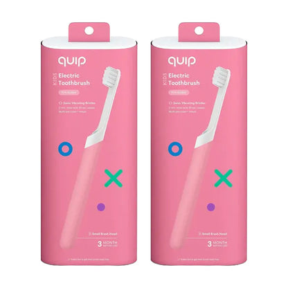 2 Pack - Quip Sonic Toothbrush for Kids Timed Electric Toothbrush Small Head Soft - Pink Quip