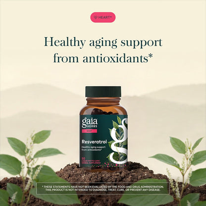 Gaia Herbs Resveratrol for Antioxidant Support 50 Vegan Capsules Gaia Herbs
