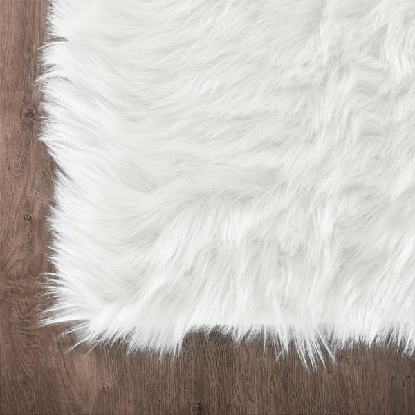 White Luxury Faux Fur Sheepskin Rug 2'x3' Super Soft Plush Washable