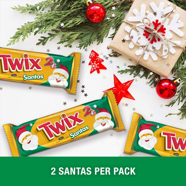 24 Count - TWIX Holiday Chocolate Cookie Bar Sharing Size Candy Santa 2.12oz Bars