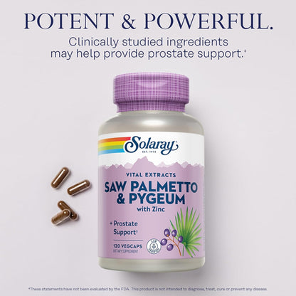 Solaray Saw Palmetto & Pygeum Prostate Health Supplement 120 VegCaps