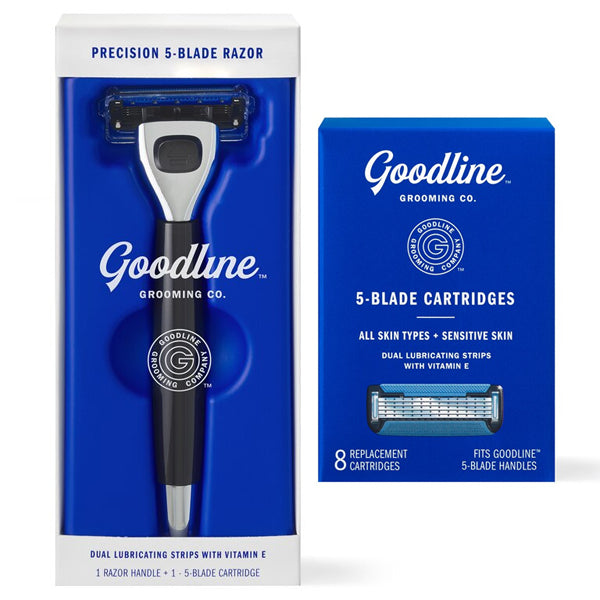 Goodline Grooming Co. Men's Precision 5-Blade Razor  + Bonus 8 Pack Blade Replacements