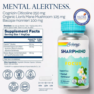 Solaray SharpMind Focus Mental Alertness Nootropic 30 VegCaps