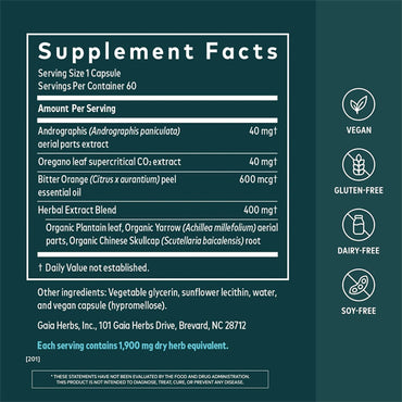 Gaia Herbs Sinus & Lung Supreme Lung Support Supplement 60 Vegan Capsules Gaia Herbs