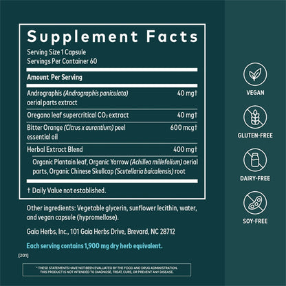 Gaia Herbs Sinus & Lung Supreme Lung Support Supplement 60 Vegan Capsules Gaia Herbs