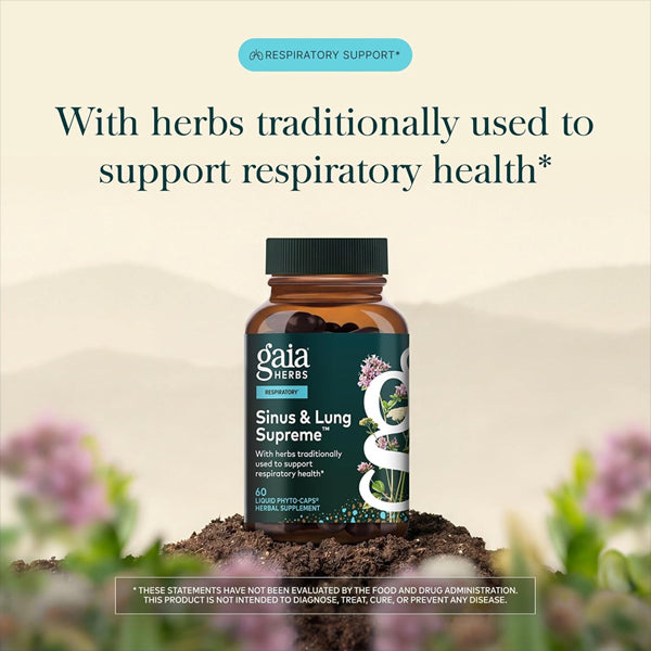 Gaia Herbs Sinus & Lung Supreme Lung Support Supplement 60 Vegan Capsules Gaia Herbs
