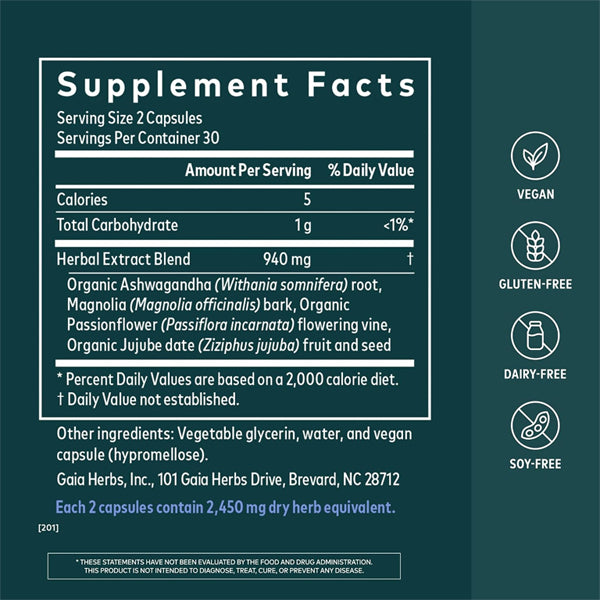 Gaia Herbs SleepThru Sleep Support Supplement 60 Vegan Capsules Gaia Herbs