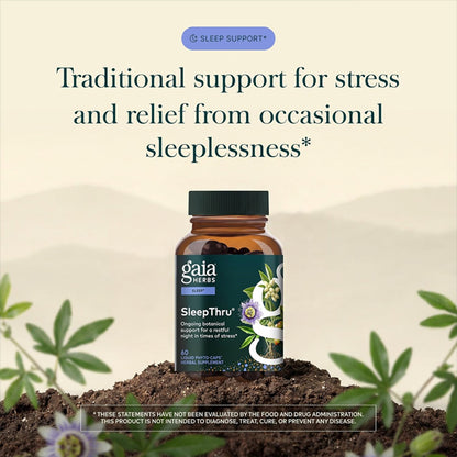 Gaia Herbs SleepThru Sleep Support Supplement 60 Vegan Capsules Gaia Herbs