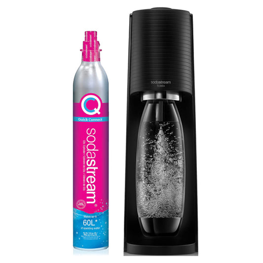 SodaStream Terra Sparkling Water Maker with CO2 and Carbonating Bottle Black