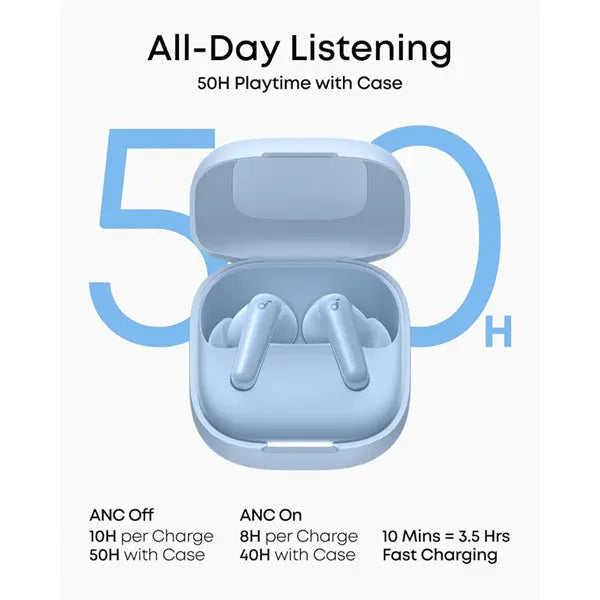 Soundcore P31i by Anker Adaptive Noise Cancelling Wireless Earbuds Light Blue Anker