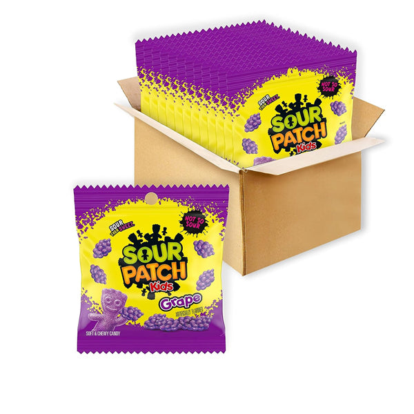 12 Pack - Sour Patch Kids Grape Soft & Chewy Candy 3.58oz Bags