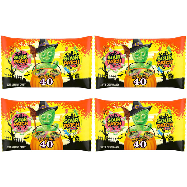4 Pack - SOUR PATCH KIDS Original & Watermelon Candy Variety Pack 40 Treat Sized Bags Eacj