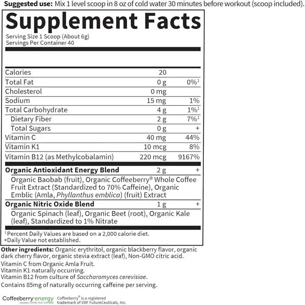 Garden of Life Sport Organic Plant-Based Energy + Focus BlackBerry Cherry 40 svgs Garden of Life