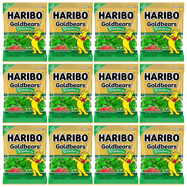 12 Pack - Haribo Goldbears Limited Edition Gummy Bear Candy Strawberry 4oz