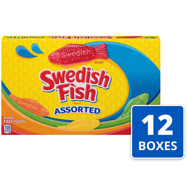 12 Pack - SWEDISH FISH Assorted Soft & Chewy Candy, 3.5 oz Boxes