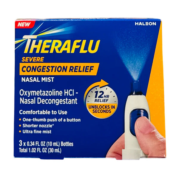 Theraflu Severe Congestion Relief Nasal Mist 3 Pack 0.34oz Each