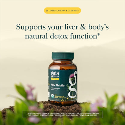 Gaia Herbs Milk Thistle Liver Supplement 60 Vegan Capsules Gaia Herbs