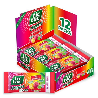 12 Pack - TIC TAC CHEWY! Fruit Adventure Candy Bulk Fruity Chewy Candy 3.04oz