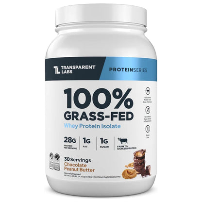 Transparent Labs Grass-Fed Whey Protein Isolate Chocolate Peanut Butter 30 Servings