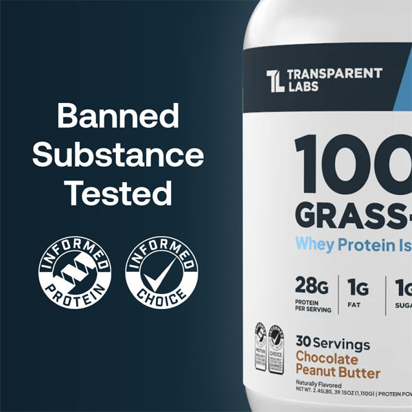 Transparent Labs Grass-Fed Whey Protein Isolate Chocolate Peanut Butter 30 Servings