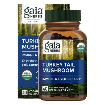 Gaia Herbs Turkey Tail Mushroom Immune Support 40 Vegan Capsules Gaia Herbs