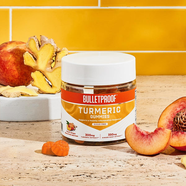 Bulletproof Sugar-Free Peach Ginger Turmeric Gummies 300mg 60 Count