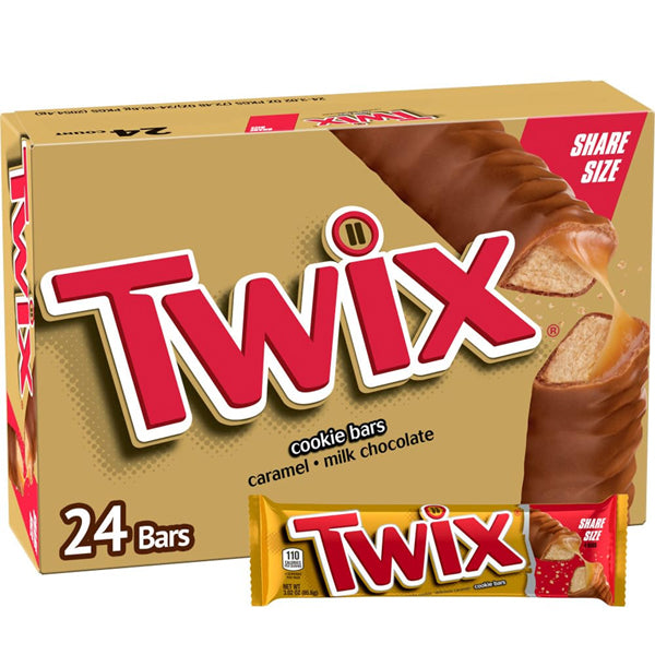 24 Pack - TWIX Caramel Chocolate Cookie Candy Share Size 3.02 oz Bars