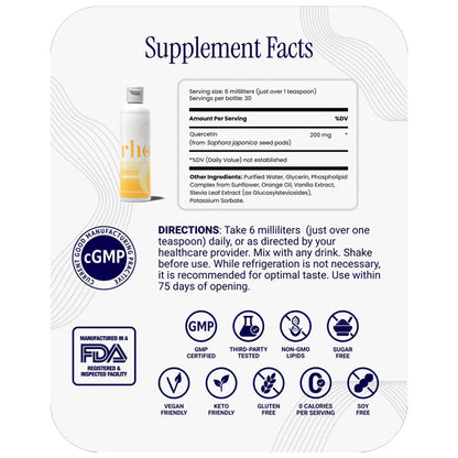 Rho Nutrition Liposomal Quercetin Advanced Immune and Histamine Support 6oz
