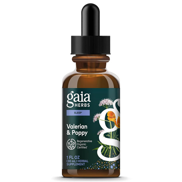 Gaia Herbs Valerian & Poppy 1oz Regenerative Organic Certified Gaia Herbs