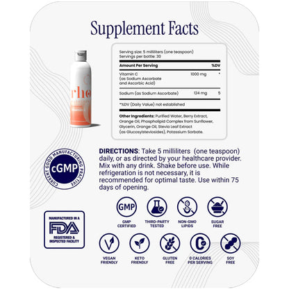 Rho Nutrition Liposomal High Absorption Liquid Vitamin C 5oz