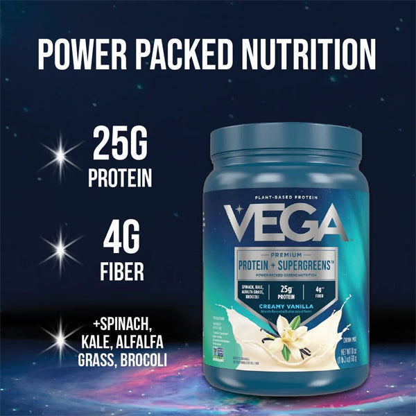 Vega Protein and Greens Plant Based Protein Powder Creamy Vanilla 18oz Vega