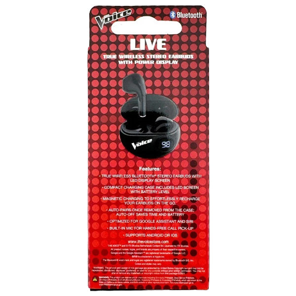 The Voice Expert True Wireless Stereo Earbuds With Power Display Black Bluetooth