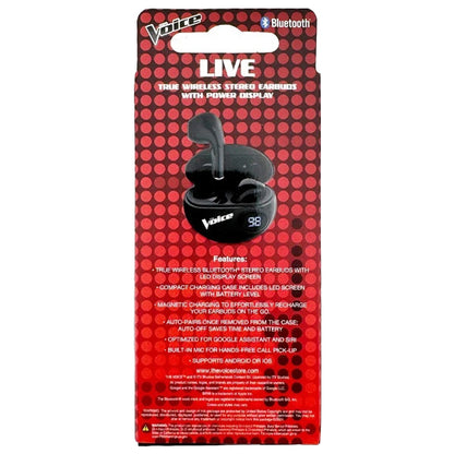 The Voice Expert True Wireless Stereo Earbuds With Power Display Black Bluetooth