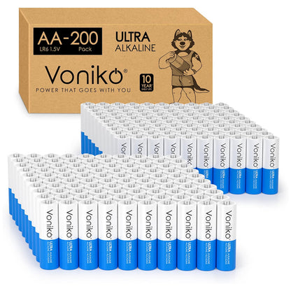 Voniko AA Batteries 1.5V Alkaline Double A Batteries 200 Count Voniko