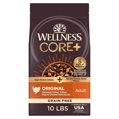 Wellness CORE+ Adult Dry Dog Food Freeze Dried Pieces Turkey and Chicken 10lb Wellness