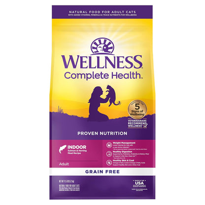 Wellness Complete Health Adult Dry Indoor Cat Food Salmon and Herring 11.5lbs Wellness