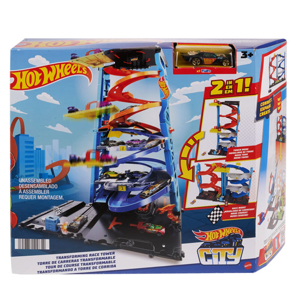 Hot Wheels City Transforming Race Tower Playset, Track Set with 1 Toy Car