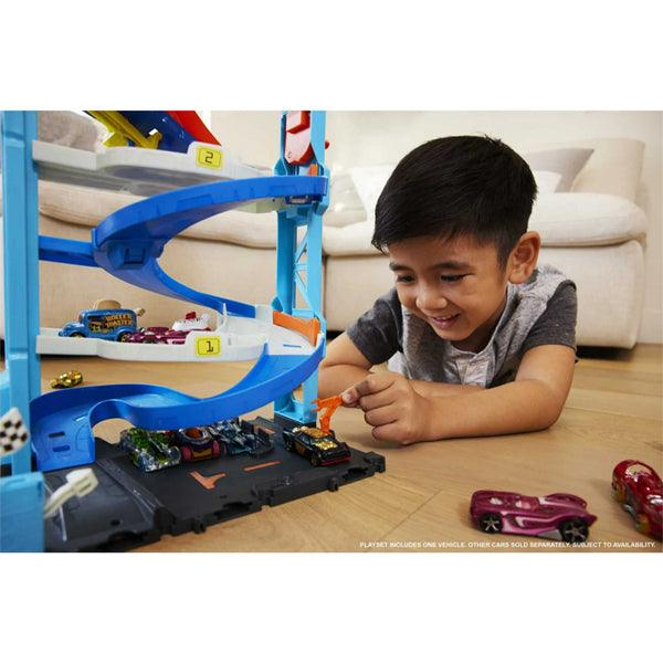 Hot Wheels City Transforming Race Tower Playset, Track Set with 1 Toy Car
