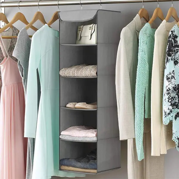 Whitmor 5 Section Closet Organizer Hanging Shelves with Sturdy Metal Frame Whitmor