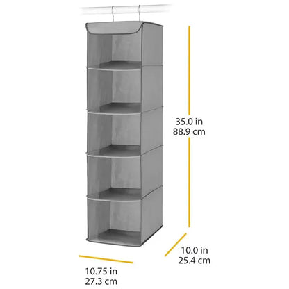 Whitmor 5 Section Closet Organizer Hanging Shelves with Sturdy Metal Frame Whitmor