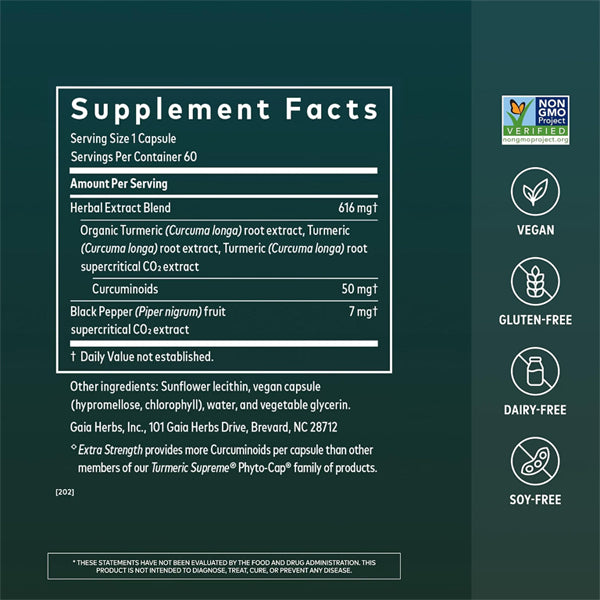Gaia Herbs Turmeric Supreme Extra Strength 60 Vegan Capsules Gaia Herbs