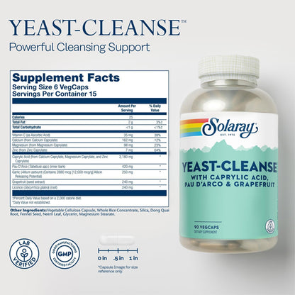 Solaray Yeast-Cleans with Caprylic Acid 90 VegCaps