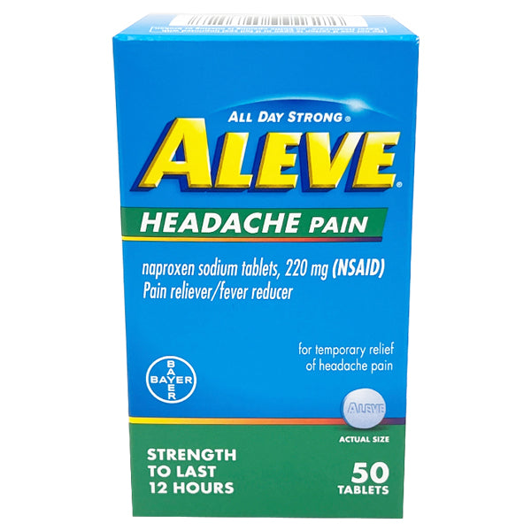 3 Pack - Aleve Headache Pain Reliever Naproxen Sodium Tablets, 50 Ct Each