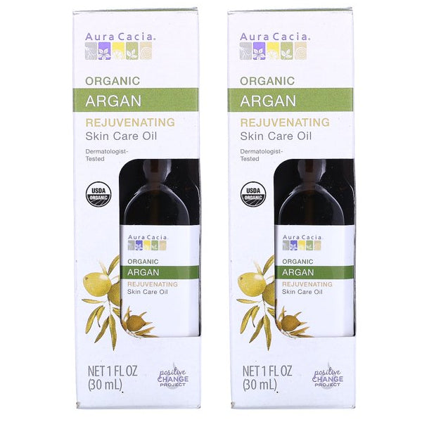 2 Pack - Aura Cacia Organic Skin Care Oil Rejuvenating Argan - 1 fl oz