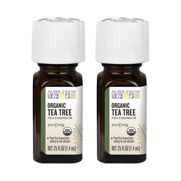 Aura Cacia Organic Tea Tree Essential Oil 0.25 fl. oz - 2 Pack